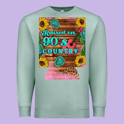 Raised 90's Country Guitar Cactus Sunflower's 12 Oz Can Cooler (regula Premium Sweatshirt Designed By Artiststas