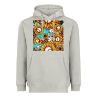 Baseball Leopard Turquoise Sunflower Seamless Pattern Heavyweight Hoodie | Teevron