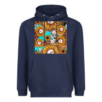 Navy baseball leopard turquoise sunflower seamless pattern Heavyweight Hoodie - JahusDesignShop