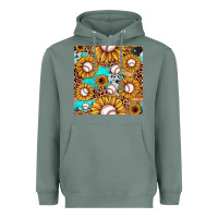 Sage baseball leopard turquoise sunflower seamless pattern Heavyweight Hoodie - JahusDesignShop