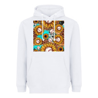 White baseball leopard turquoise sunflower seamless pattern Heavyweight Hoodie - JahusDesignShop