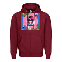 Burgundy ohana stitch messy bun Zipper Hoodie - Zillion Design Studio