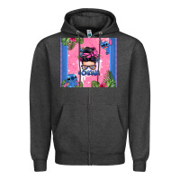 Charcoal Heather ohana stitch messy bun Zipper Hoodie - Zillion Design Studio