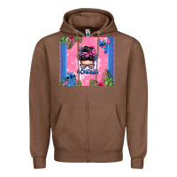 Chestnut ohana stitch messy bun Zipper Hoodie - Zillion Design Studio