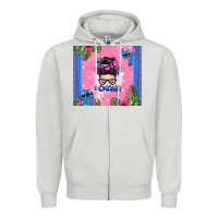 Dove Grey ohana stitch messy bun Zipper Hoodie - Zillion Design Studio