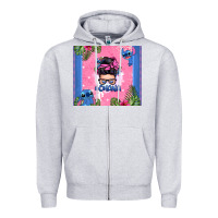 Heather Grey ohana stitch messy bun Zipper Hoodie - Zillion Design Studio