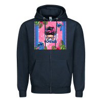 Navy ohana stitch messy bun Zipper Hoodie - Zillion Design Studio