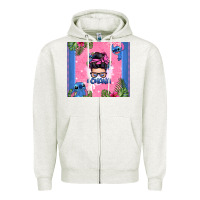 Oatmeal Heather ohana stitch messy bun Zipper Hoodie - Zillion Design Studio