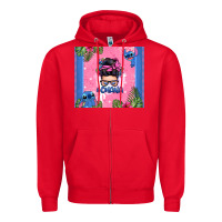 Red ohana stitch messy bun Zipper Hoodie - Zillion Design Studio