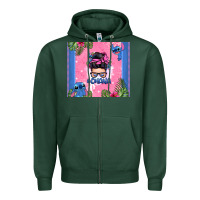Sports Green ohana stitch messy bun Zipper Hoodie - Zillion Design Studio