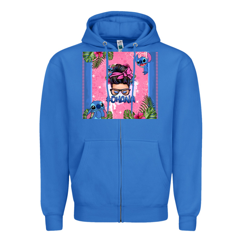 Ohana Stitch Messy Bun Zipper Hoodie by Zillion Design Studio | Teevron