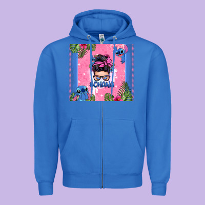 Ohana Stitch Messy Bun Zipper Hoodie Designed By Zillion Design Studio