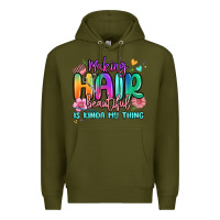 Army Green making hair beautiful is kinda my thing Premium Hoodie - MaliasSmallBusiness
