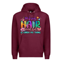Burgundy making hair beautiful is kinda my thing Premium Hoodie - MaliasSmallBusiness