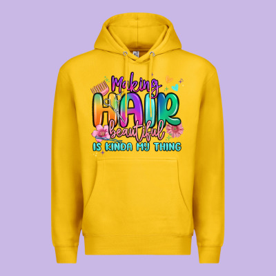 Making Hair Beautiful Is Kinda My Thing Premium Hoodie Designed By Maliassmallbusiness