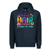 Navy making hair beautiful is kinda my thing Premium Hoodie - MaliasSmallBusiness