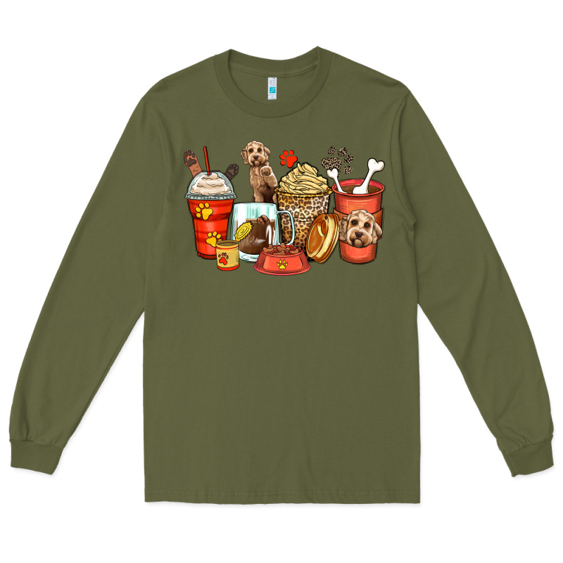 Labradoodle Coffee Cups Long Sleeve Tee by Zillion Design Studio | Teevron