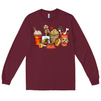 Burgundy labradoodle coffee cups Long Sleeve Tee - Zillion Design Studio