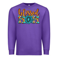Purple blessed mom with gemstone Premium Sweatshirt - AdoDesignShop