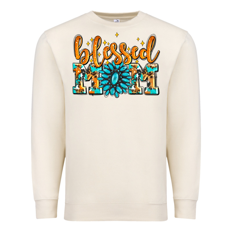 Blessed Mom With Gemstone Premium Sweatshirt by AdoDesignShop | Teevron