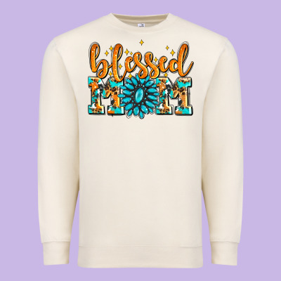 Blessed Mom With Gemstone Premium Sweatshirt Designed By Adodesignshop