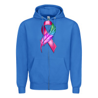 True Royal Breast Cancer Ribbon with Feather Zipper Hoodie - texasbilliewilder