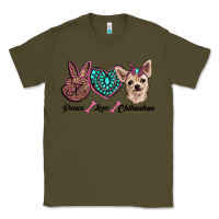 Army Green peace love chihuahua Classic Tee - RanaPortraitStore