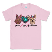 Bubblegum Pink peace love chihuahua Classic Tee - RanaPortraitStore
