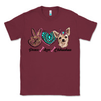 Burgundy peace love chihuahua Classic Tee - RanaPortraitStore