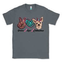 Charcoal Heather peace love chihuahua Classic Tee - RanaPortraitStore