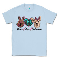 Dusty Blue peace love chihuahua Classic Tee - RanaPortraitStore