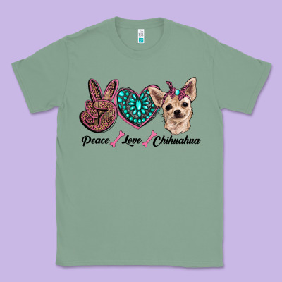 Peace Love Chihuahua Classic Tee Designed By Ranaportraitstore