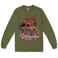 Army Green mother's day mama bear wıth bandana and glasses Long Sleeve Tee - RanaPortraitStore
