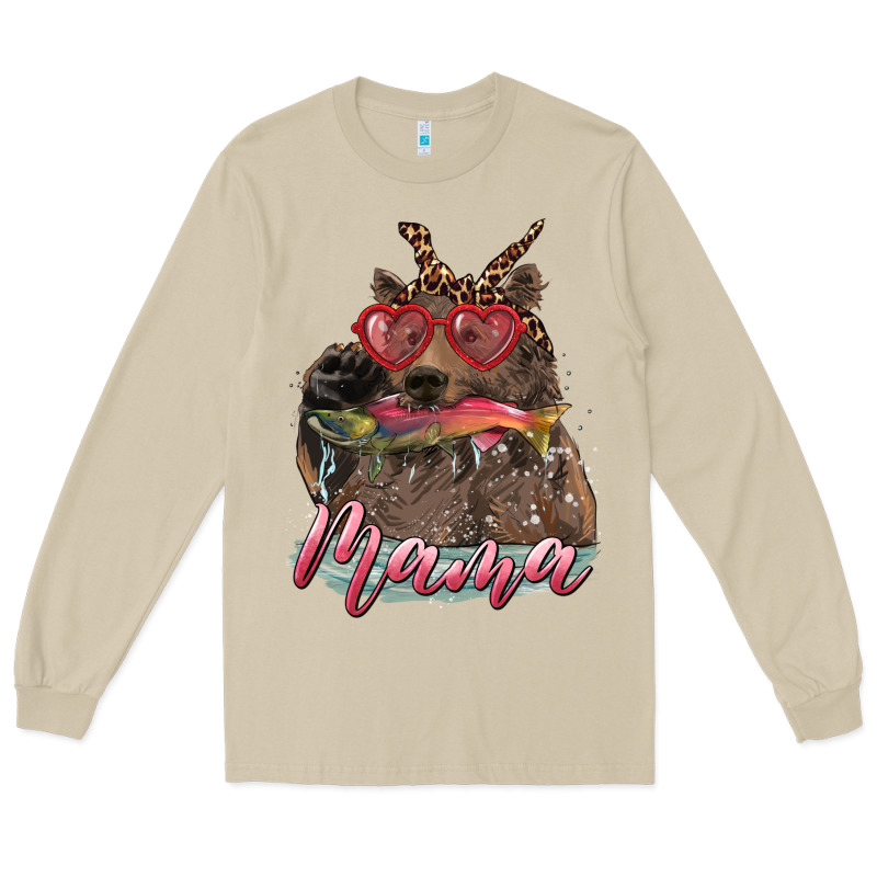 Mother's Day Mama Bear Wıth Bandana And Glasses Long Sleeve Tee by RanaPortraitStore | Teevron