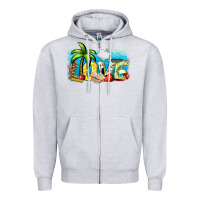 Heather Grey love summer teacher Zipper Hoodie - Zillion Design Studio