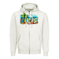 Oatmeal Heather love summer teacher Zipper Hoodie - Zillion Design Studio