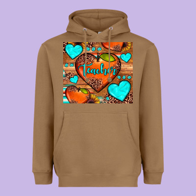Teacher Hearts Heavyweight Hoodie Designed By Jahusdesignshop