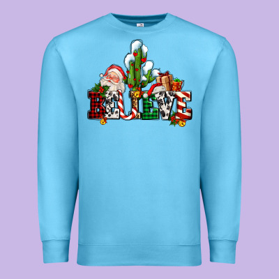 Believe Christmas And Santa Premium Sweatshirt Designed By Adodesignshop