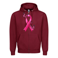 Burgundy Breast Cancer Ribbon with Butterfly Zipper Hoodie - texasbilliewilder