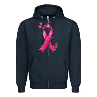Navy Breast Cancer Ribbon with Butterfly Zipper Hoodie - texasbilliewilder