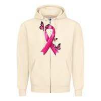 Sandshell Breast Cancer Ribbon with Butterfly Zipper Hoodie - texasbilliewilder