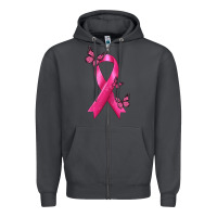 Breast Cancer Ribbon With Butterfly Zipper Hoodie | Teevron