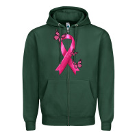 Sports Green Breast Cancer Ribbon with Butterfly Zipper Hoodie - texasbilliewilder