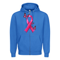 True Royal Breast Cancer Ribbon with Butterfly Zipper Hoodie - texasbilliewilder
