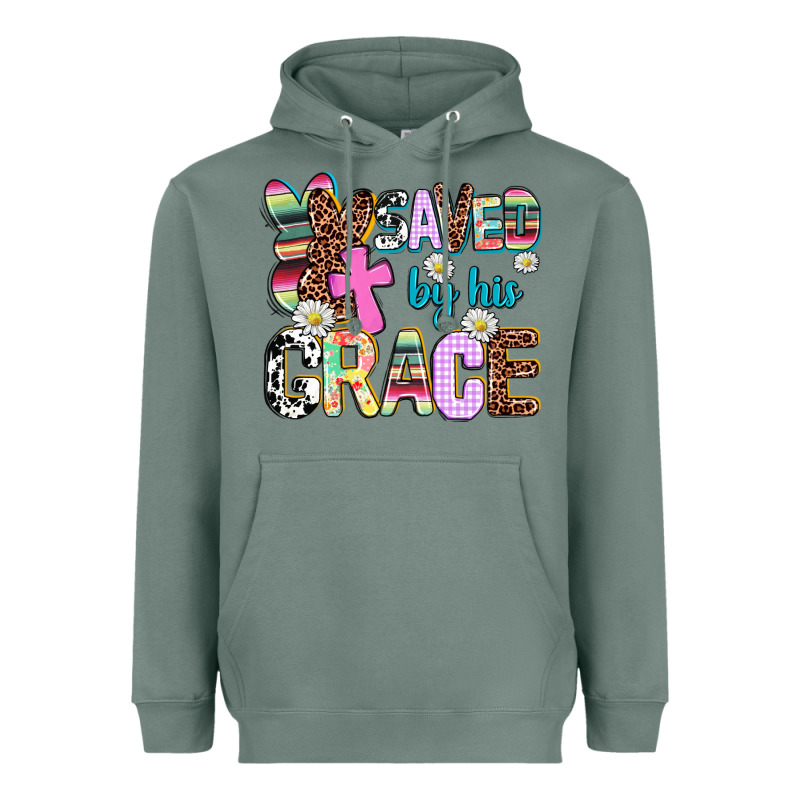 Saved By His Grace Heavyweight Hoodie by AdoDesignShop | Teevron