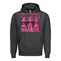Charcoal Heather Breast Cancer Warrior Afro Gnomes Zipper Hoodie - texasbilliewilder