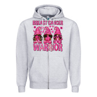 Heather Grey Breast Cancer Warrior Afro Gnomes Zipper Hoodie - texasbilliewilder