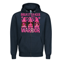 Navy Breast Cancer Warrior Afro Gnomes Zipper Hoodie - texasbilliewilder