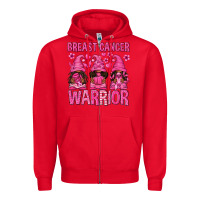 Red Breast Cancer Warrior Afro Gnomes Zipper Hoodie - texasbilliewilder