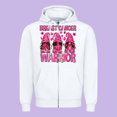 Breast Cancer Warrior Afro Gnomes Zipper Hoodie Designed By Texasbilliewilder